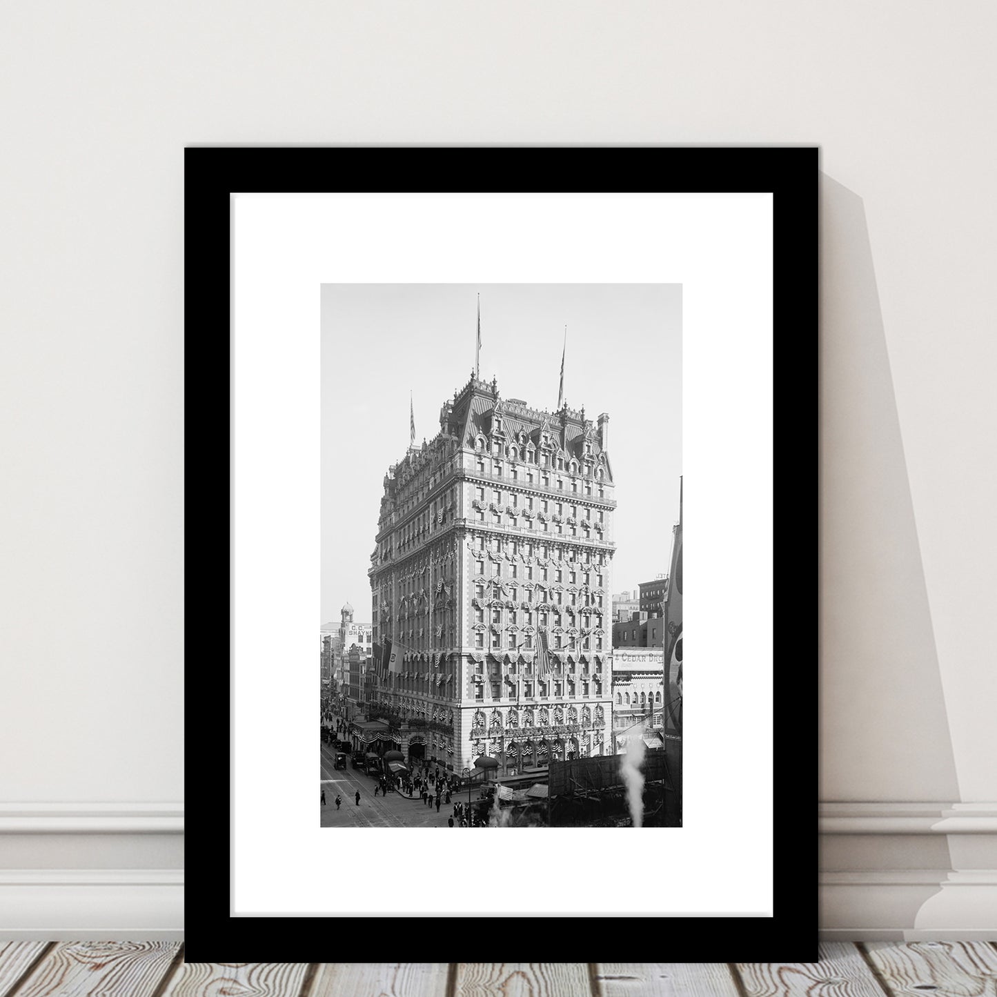 New York Photography Knickerbocker Hotel Black and White Art Architecture Print, Framed Art Print White Border Wall Decor