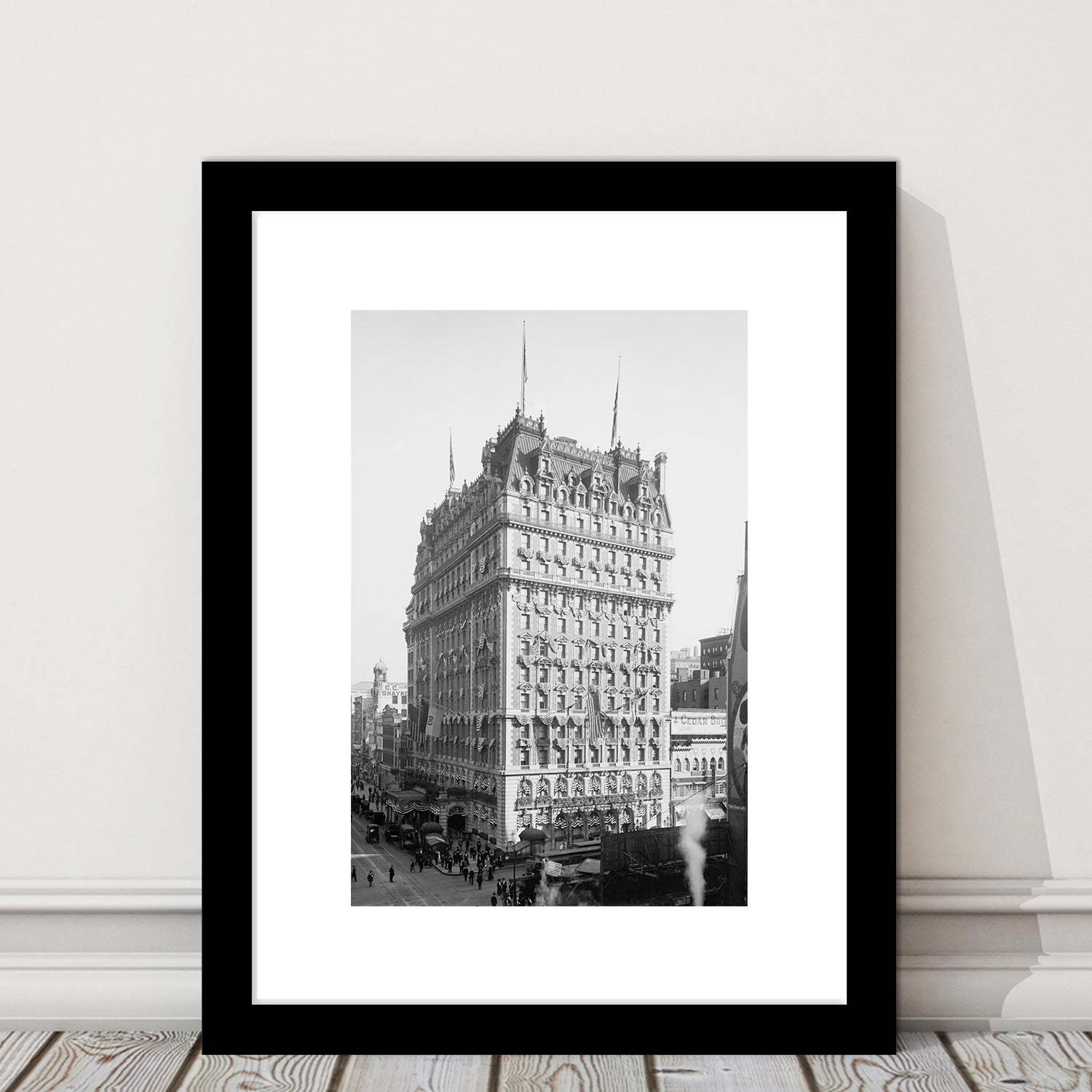 New York Photography Knickerbocker Hotel Black and White Art Architecture Print, Framed Art Print White Border Wall Decor