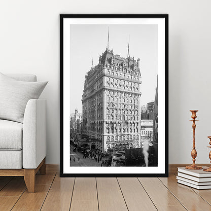 New York Photography Knickerbocker Hotel Black and White Art Architecture Print, Framed Art Print White Border Wall Decor