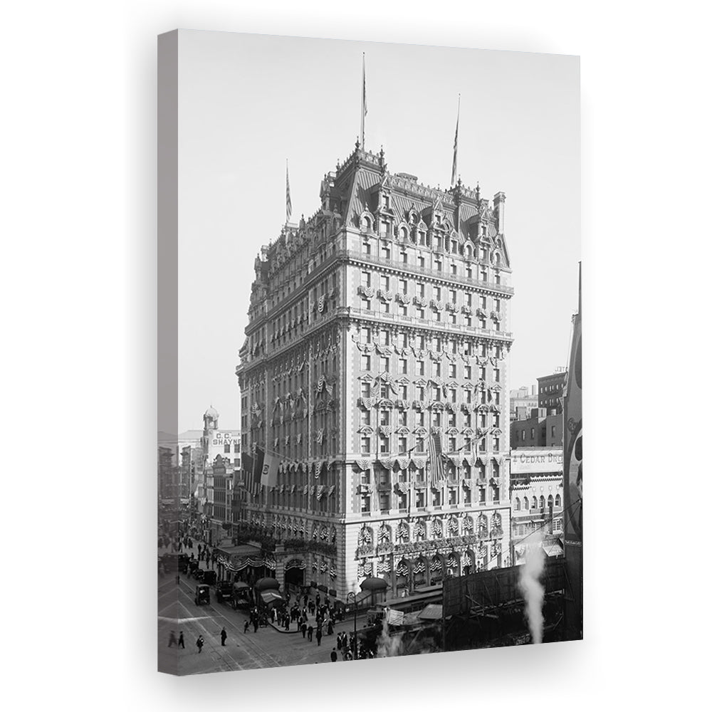 New York Knickerbocker Hotel Black and White Art Architecture Print, Canvas Print Wall Art