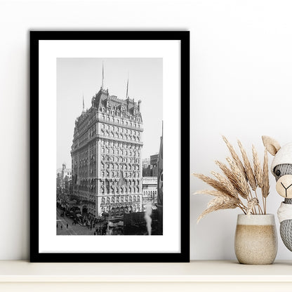 New York Photography Knickerbocker Hotel Black and White Art Architecture Print, Framed Art Print White Border Wall Decor