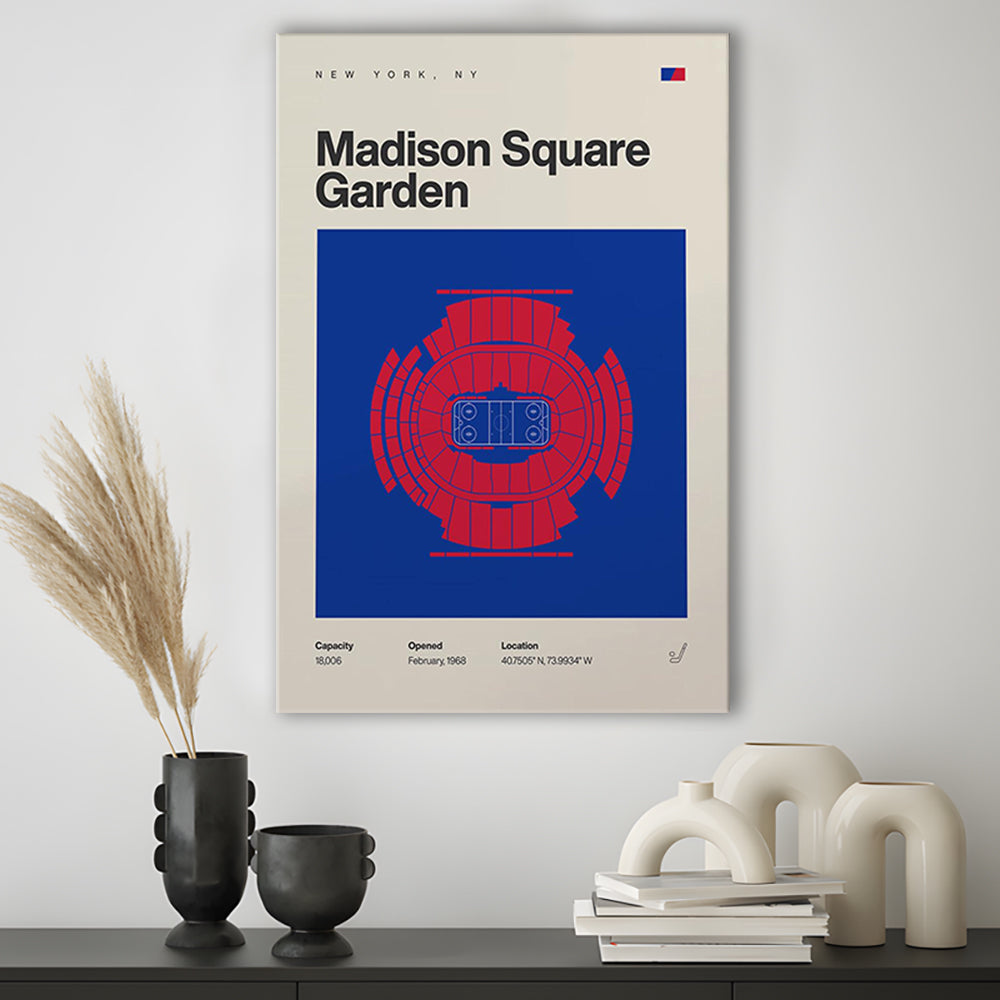 NY Rangers Stadium Print, Madison Square Garden Print, Fan Gifts, Sport Art, Canvas Print Wall Art