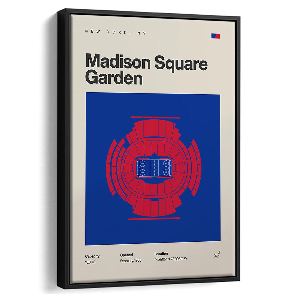 NY Rangers Stadium Print, Madison Square Garden Print, Man Cave Gift, Floating Framed Canvas Print Wall Art