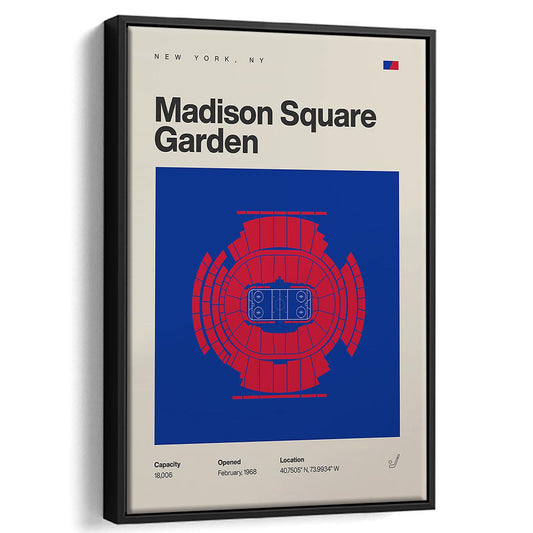 NY Rangers Stadium Print, Madison Square Garden Print, Man Cave Gift, Floating Framed Canvas Print Wall Art