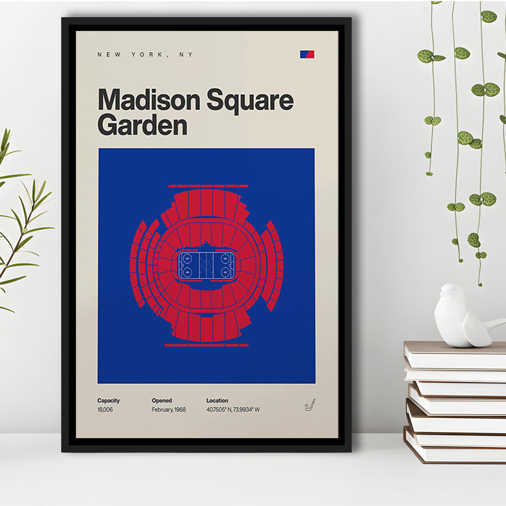 NY Rangers Stadium Print, Madison Square Garden Print, Man Cave Gift, Floating Framed Canvas Print Wall Art