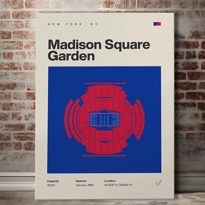 NY Rangers Stadium Print, Madison Square Garden Print, Fan Gifts, Sport Art, Canvas Print Wall Art
