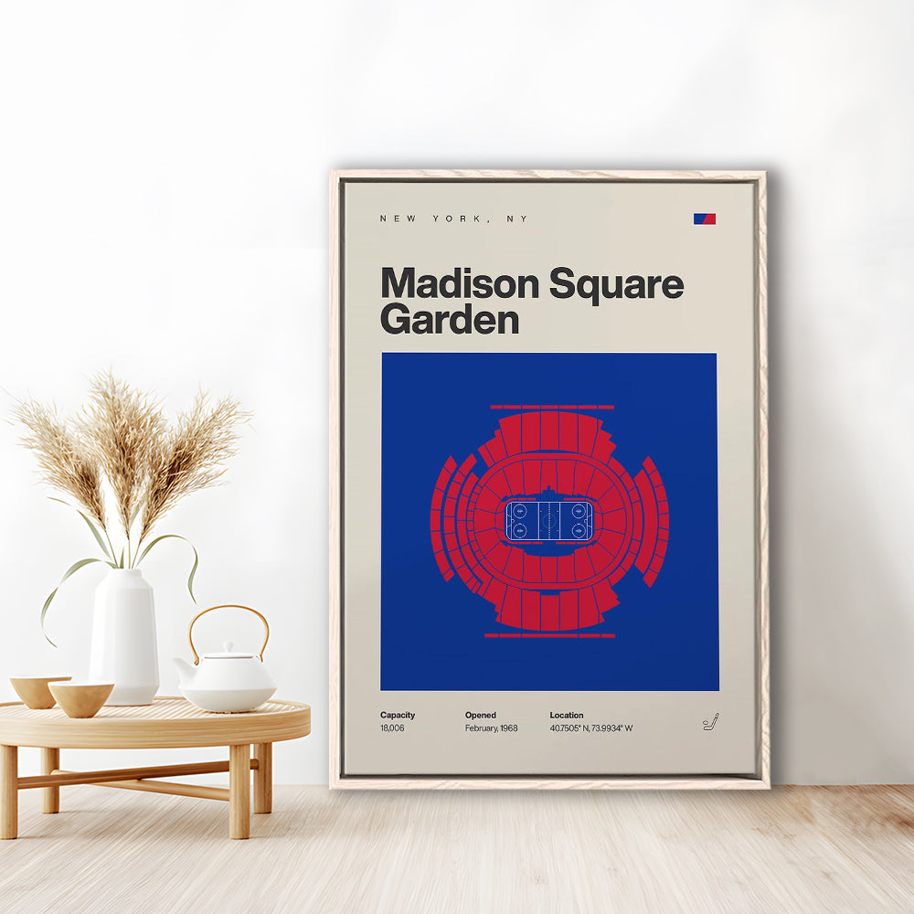 NY Rangers Stadium Print, Madison Square Garden Print, Man Cave Gift, Floating Framed Canvas Print Wall Art