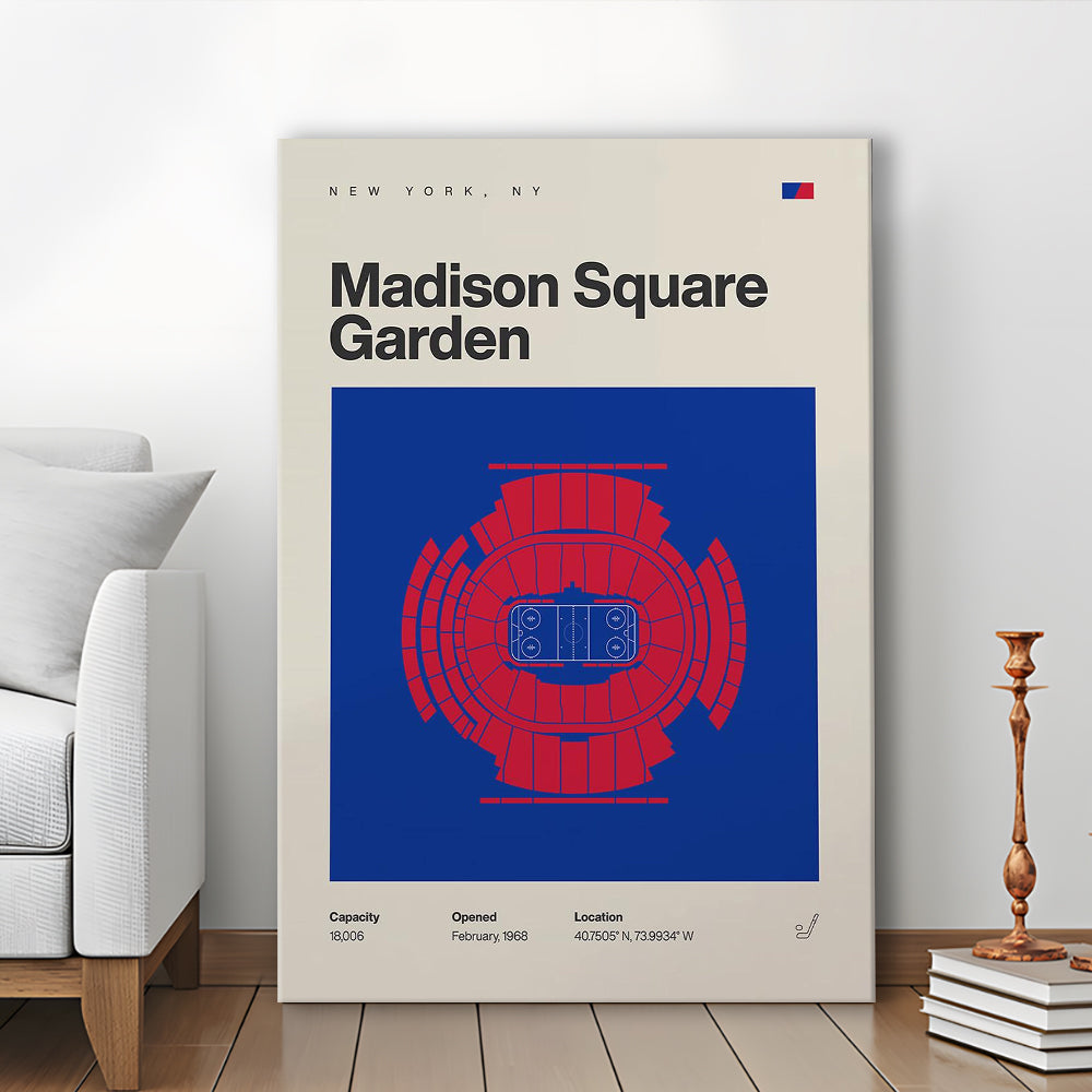 NY Rangers Stadium Print, Madison Square Garden Print, Fan Gifts, Sport Art, Canvas Print Wall Art