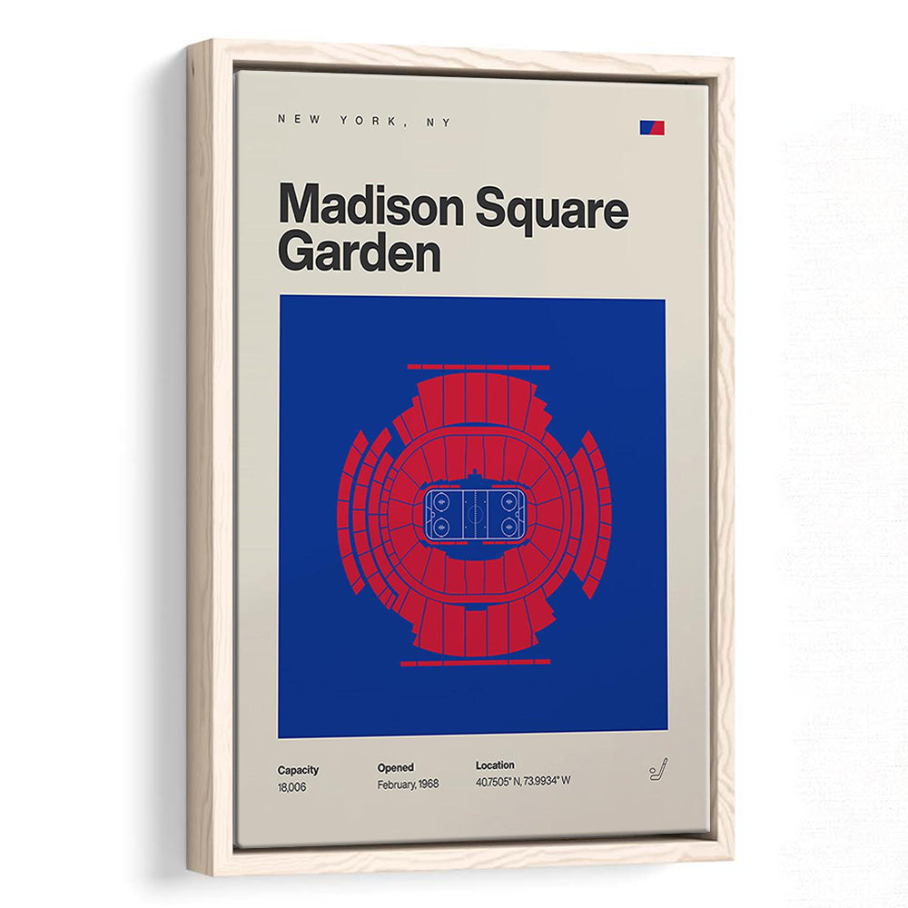 NY Rangers Stadium Print, Madison Square Garden Print, Man Cave Gift, Floating Framed Canvas Print Wall Art