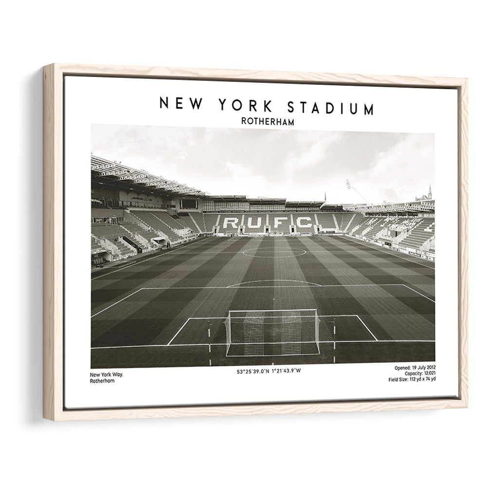 NY Stadium Rotherham Stadium Black And White, Classic Wall Art For Fans, Framed Canvas Print Wall Art