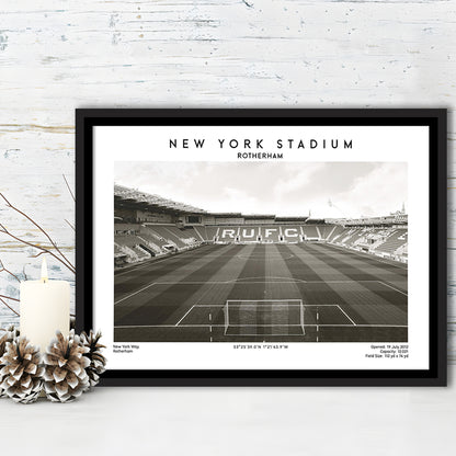 NY Stadium Rotherham Stadium Black And White, Classic Wall Art For Fans, Framed Canvas Print Wall Art