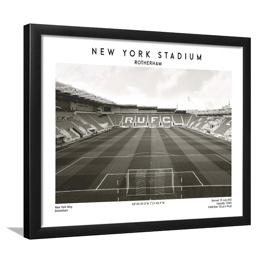 NY Stadium Rotherham Stadium Black And White, Classic Wall Art For Fans, Framed Art Print Wall Decor
