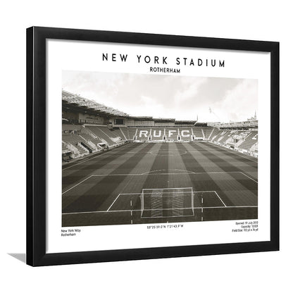 NY Stadium Rotherham Stadium Black And White, Classic Wall Art For Fans, Framed Art Print Wall Decor