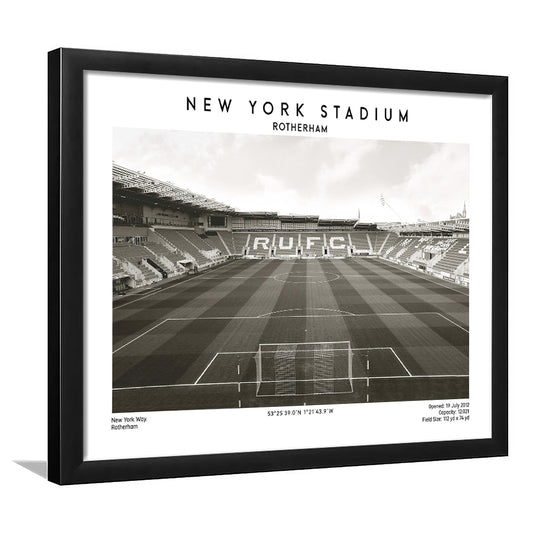 NY Stadium Rotherham Stadium Black And White, Classic Wall Art For Fans, Framed Art Print Wall Decor