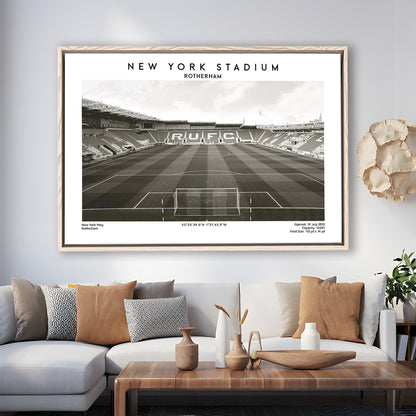 NY Stadium Rotherham Stadium Black And White, Classic Wall Art For Fans, Framed Canvas Print Wall Art