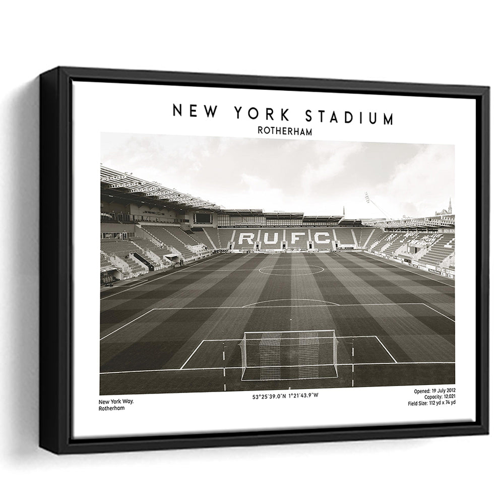 NY Stadium Rotherham Stadium Black And White, Classic Wall Art For Fans, Framed Canvas Print Wall Art