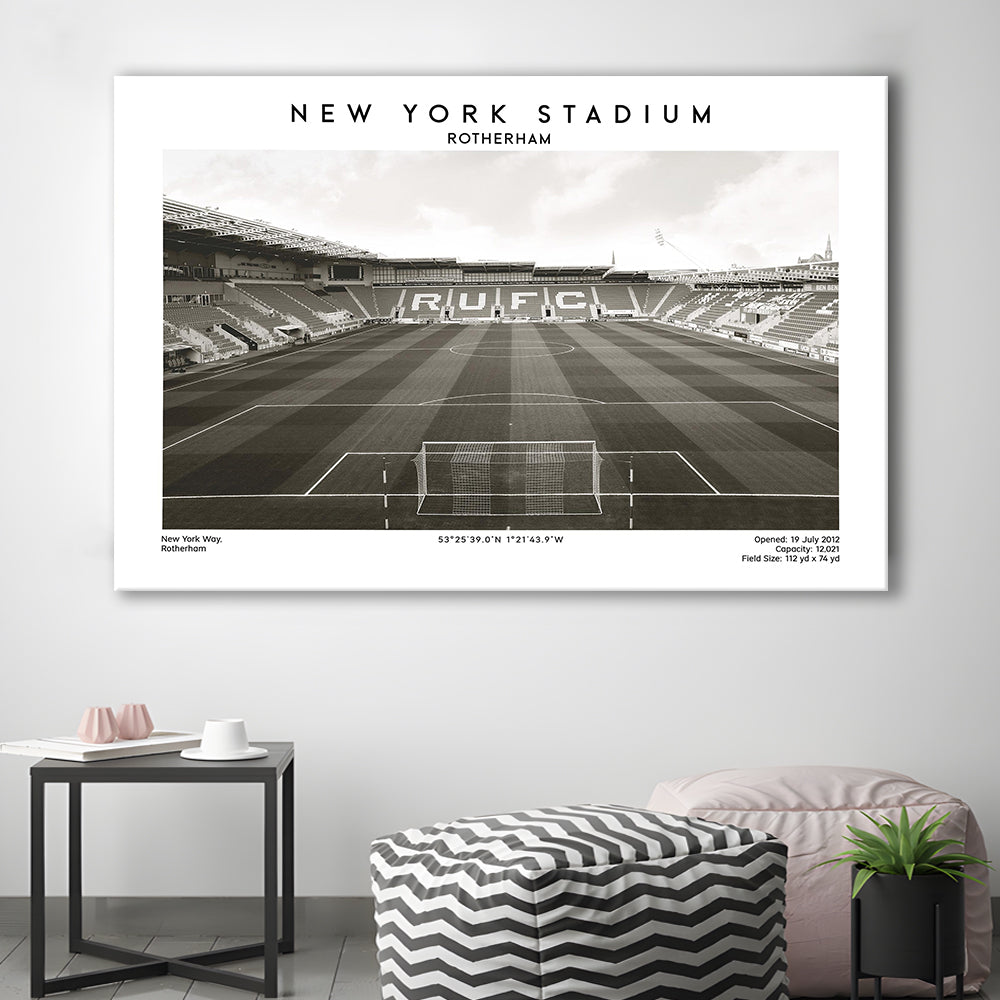 NY Stadium Rotherham Stadium Black And White, Classic Wall Art For Fans, Canvas Print Wall Art, Man Cave Gift