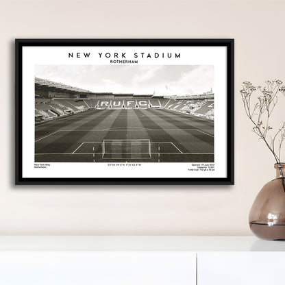 NY Stadium Rotherham Stadium Black And White, Classic Wall Art For Fans, Framed Canvas Print Wall Art