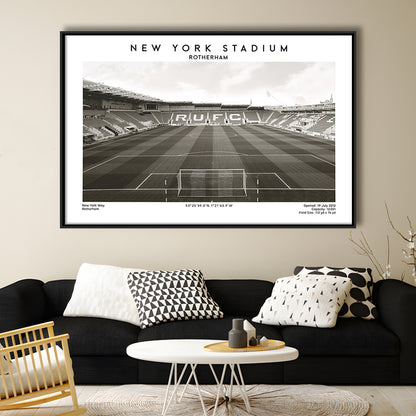 NY Stadium Rotherham Stadium Black And White, Classic Wall Art For Fans, Framed Canvas Print Wall Art
