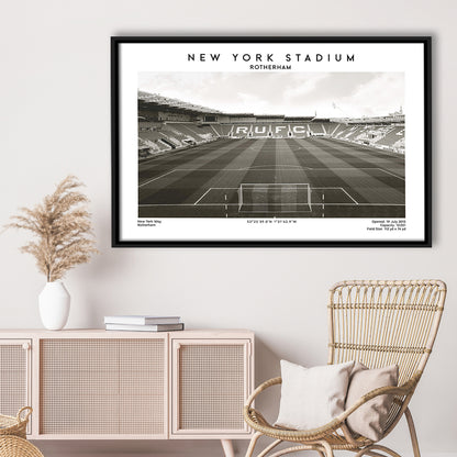 NY Stadium Rotherham Stadium Black And White, Classic Wall Art For Fans, Framed Canvas Print Wall Art