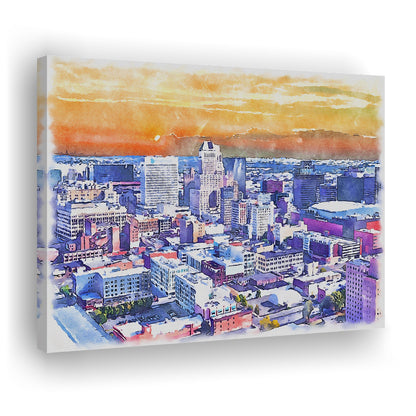Newark Watercolor Painting Canvas, Newark New Jersey, Sport Art, Gifts for him, Canvas Print Wall Art