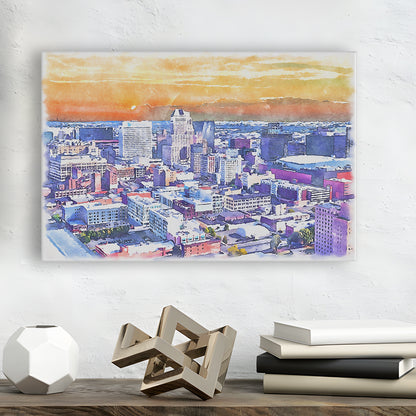 Newark Watercolor Painting Canvas, Newark New Jersey, Sport Art, Gifts for him, Canvas Print Wall Art
