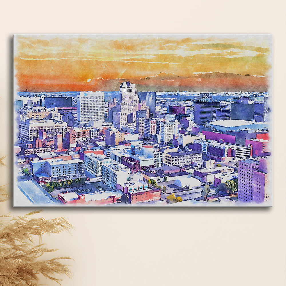 Newark Watercolor Painting Canvas, Newark New Jersey, Sport Art, Gifts for him, Canvas Print Wall Art