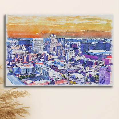 Newark Watercolor Painting Canvas, Newark New Jersey, Sport Art, Gifts for him, Canvas Print Wall Art
