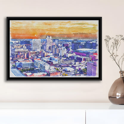 Newark Watercolor Painting Canvas, Newark New Jersey, Sport Gift Art, Framed Canvas Print Wall Art