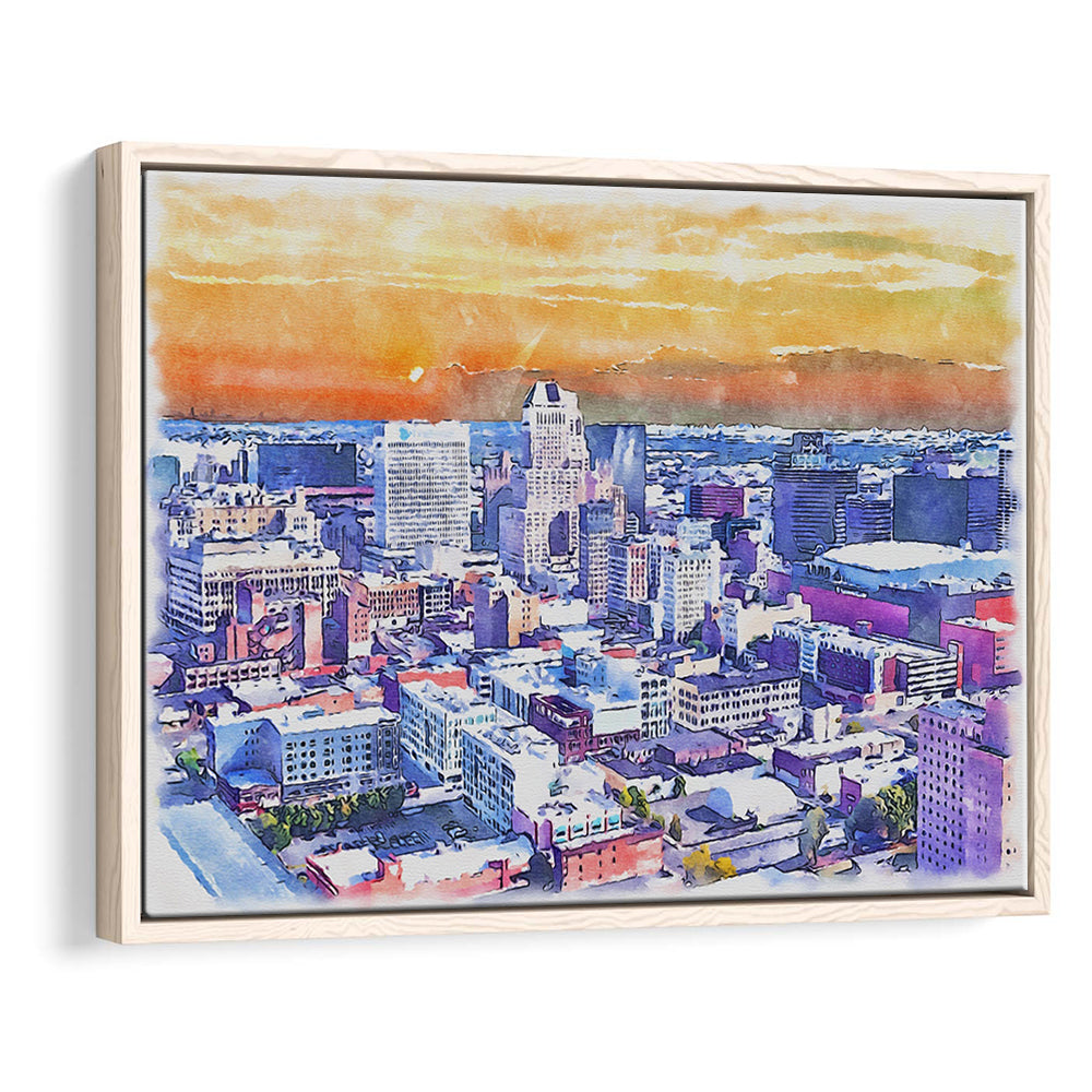 Newark Watercolor Painting Canvas, Newark New Jersey, Sport Gift Art, Framed Canvas Print Wall Art