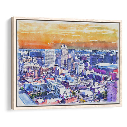 Newark Watercolor Painting Canvas, Newark New Jersey, Sport Gift Art, Framed Canvas Print Wall Art