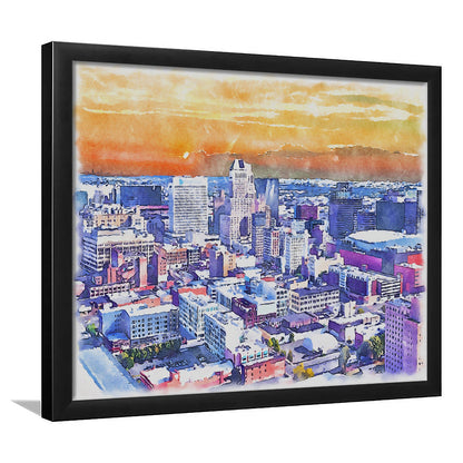 Newark Watercolor Painting Canvas, Newark New Jersey, Sport Gift Art, Framed Art Print Wall Decor