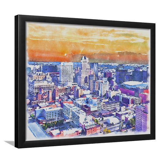 Newark Watercolor Painting Canvas, Newark New Jersey, Sport Gift Art, Framed Art Print Wall Decor