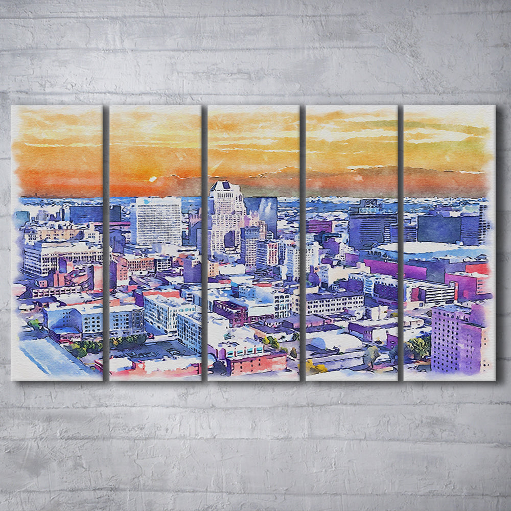 Newark Watercolor Painting Canvas, Newark New Jersey, Sport Art, Extra Large Canvas Print Wall Art