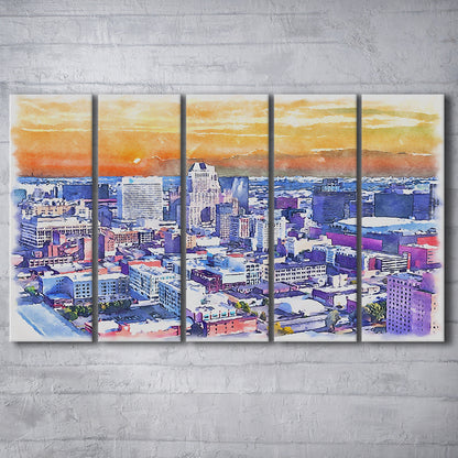 Newark Watercolor Painting Canvas, Newark New Jersey, Sport Art, Extra Large Canvas Print Wall Art