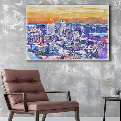 Newark Watercolor Painting Canvas, Newark New Jersey, Sport Art, Gifts for him, Canvas Print Wall Art
