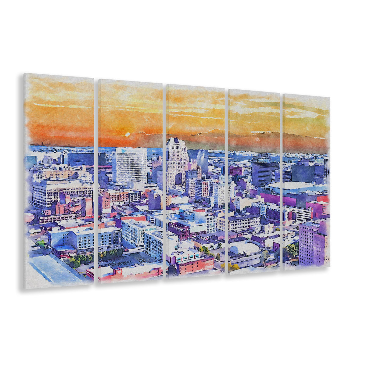 Newark Watercolor Painting Canvas, Newark New Jersey, Sport Art, Extra Large Canvas Print Wall Art