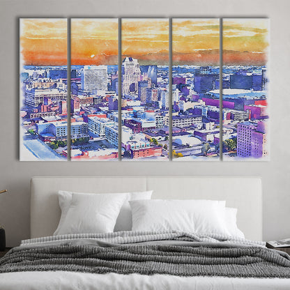 Newark Watercolor Painting Canvas, Newark New Jersey, Sport Art, Extra Large Canvas Print Wall Art