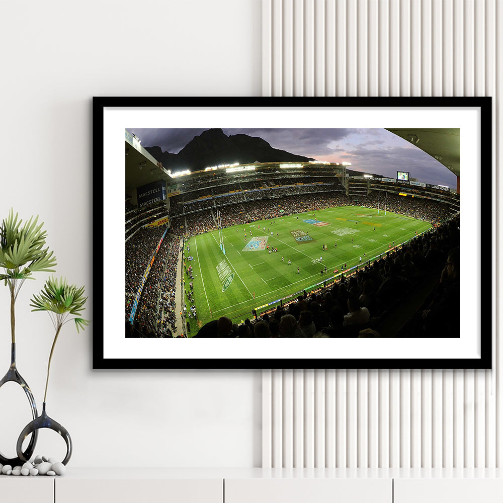 Newlands Rugby Stadium, Stadium Canvas, Sport Art, Gift for him, White Border Framed Art Print Wall Decor