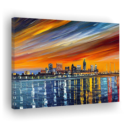 Newport News Virginia Skyline, Newport City Painting Wall Art, Sport Art, Gifts for him, Canvas Print Wall Art