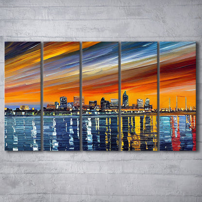 Newport News Virginia Skyline, Newport City Painting Wall Art, Sport Art, Extra Large Canvas Print Wall Art