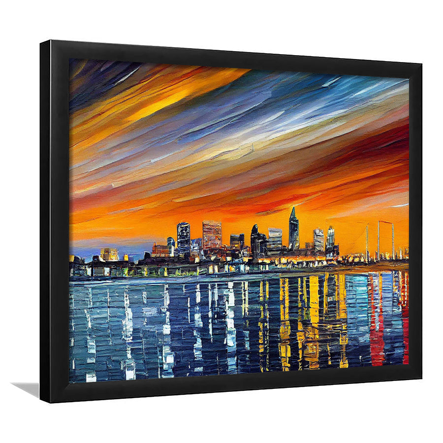 Newport News Virginia Skyline, Newport City Painting Wall Art, Sport Gift Art, Framed Art Print Wall Decor