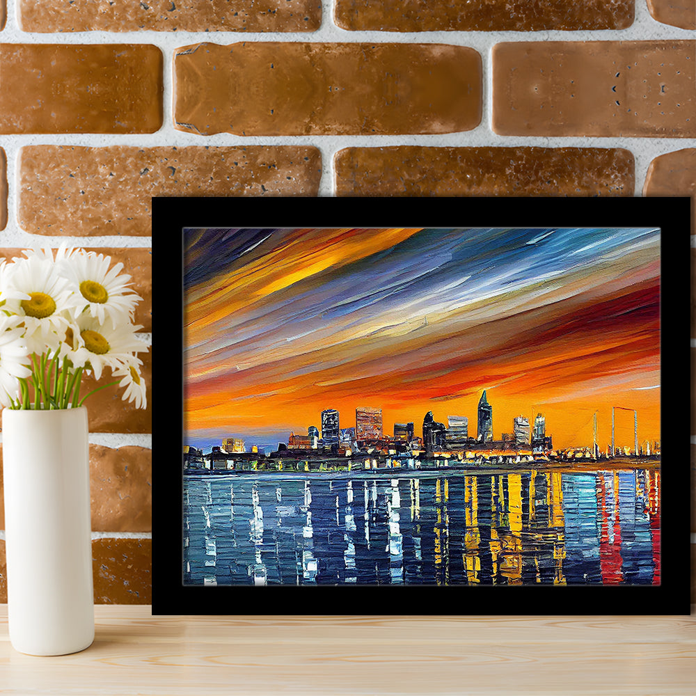 Newport News Virginia Skyline, Newport City Painting Wall Art, Sport Gift Art, Framed Art Print Wall Decor