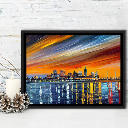 Newport News Virginia Skyline, Newport City Painting Wall Art, Sport Gift Art, Framed Canvas Print Wall Art