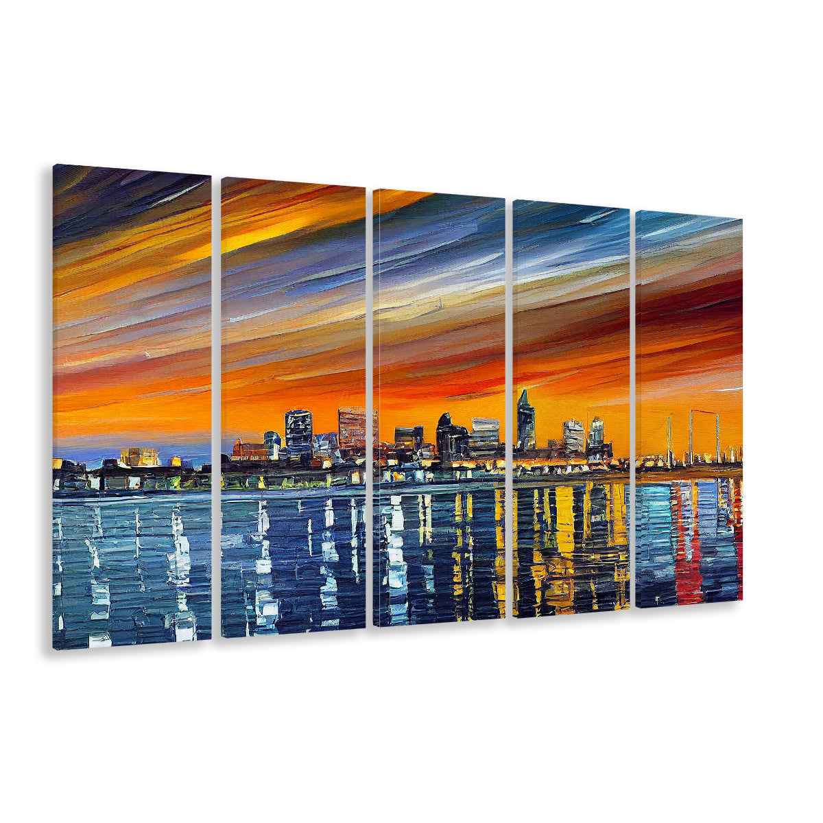 Newport News Virginia Skyline, Newport City Painting Wall Art, Sport Art, Extra Large Canvas Print Wall Art