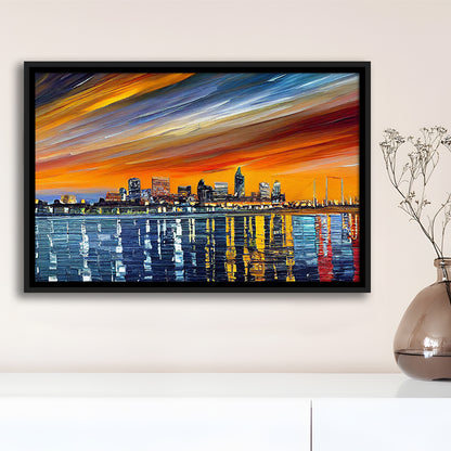 Newport News Virginia Skyline, Newport City Painting Wall Art, Sport Gift Art, Framed Canvas Print Wall Art