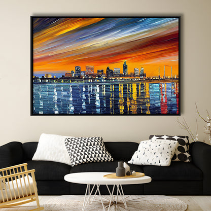 Newport News Virginia Skyline, Newport City Painting Wall Art, Sport Gift Art, Framed Canvas Print Wall Art