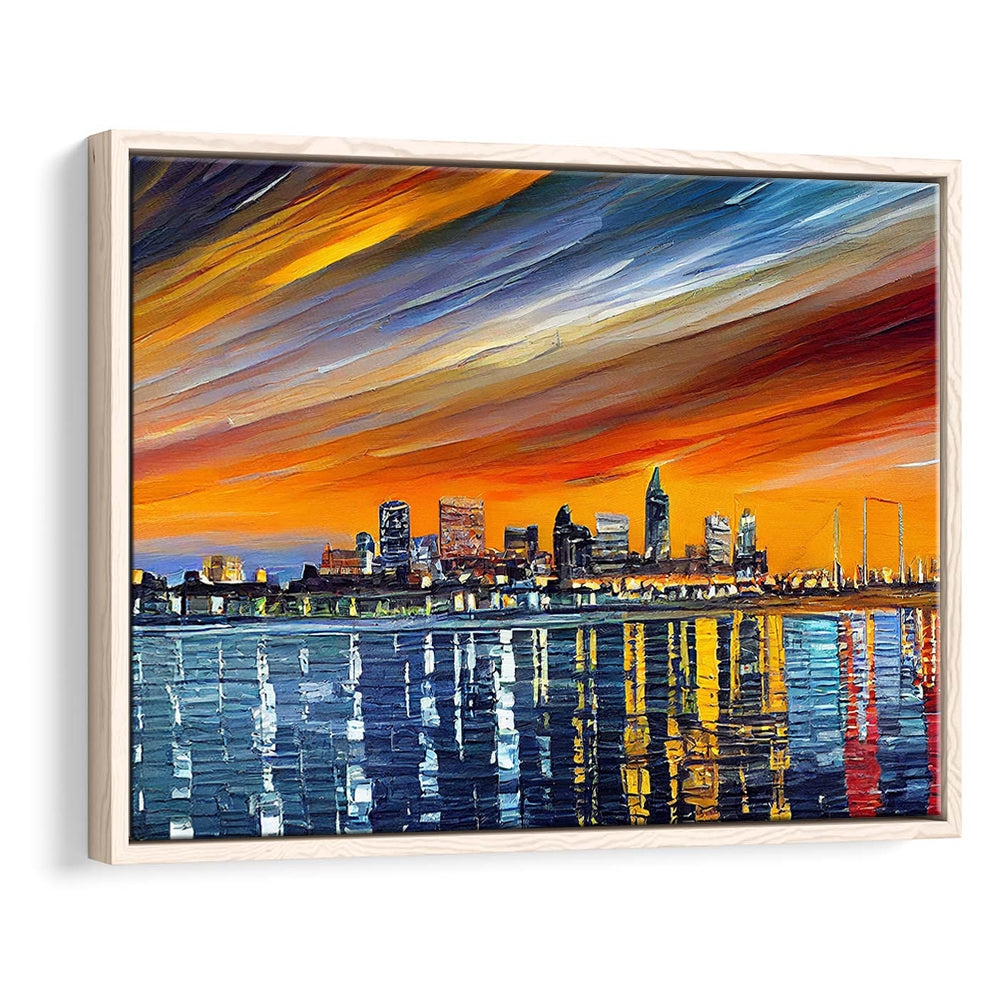 Newport News Virginia Skyline, Newport City Painting Wall Art, Sport Gift Art, Framed Canvas Print Wall Art