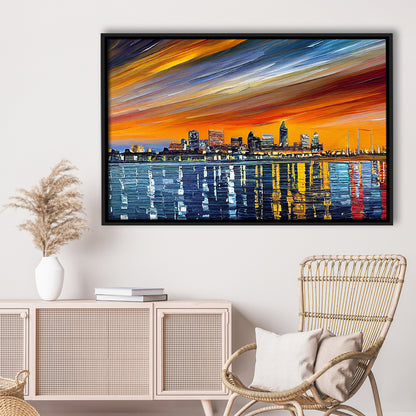 Newport News Virginia Skyline, Newport City Painting Wall Art, Sport Gift Art, Framed Canvas Print Wall Art