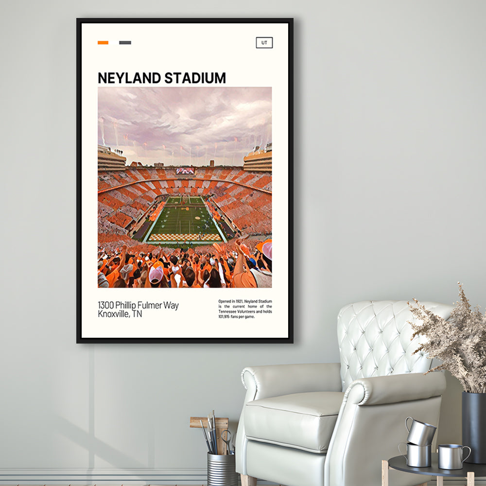 Neyland Stadium Print, Tennessee Football Stadium Canvas Art, Man Cave Gift, Floating Framed Canvas Print Wall Art